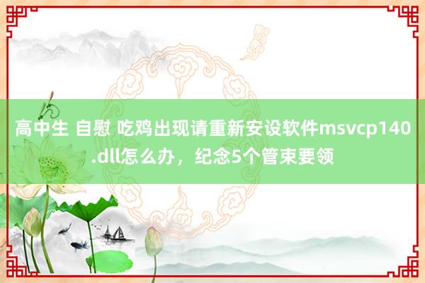 高中生 自慰 吃鸡出现请重新安设软件msvcp140.dll怎么办，纪念5个管束要领