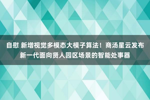 自慰 新增视觉多模态大模子算法！商汤星云发布新一代面向贤人园区场景的智能处事器