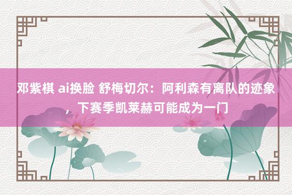 邓紫棋 ai换脸 舒梅切尔：阿利森有离队的迹象，下赛季凯莱赫可能成为一门