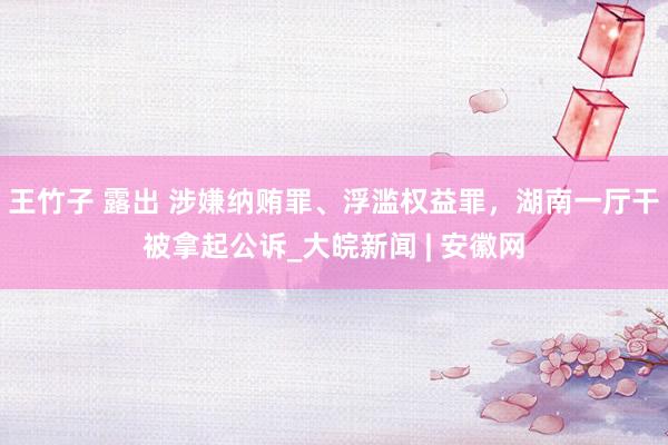 王竹子 露出 涉嫌纳贿罪、浮滥权益罪，湖南一厅干被拿起公诉_大皖新闻 | 安徽网