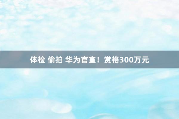 体检 偷拍 华为官宣！赏格300万元