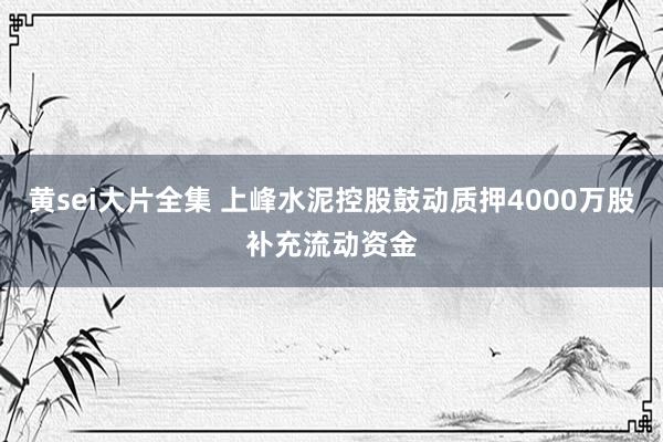 黄sei大片全集 上峰水泥控股鼓动质押4000万股补充流动资金