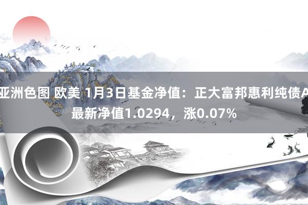 亚洲色图 欧美 1月3日基金净值：正大富邦惠利纯债A最新净值1.0294，涨0.07%