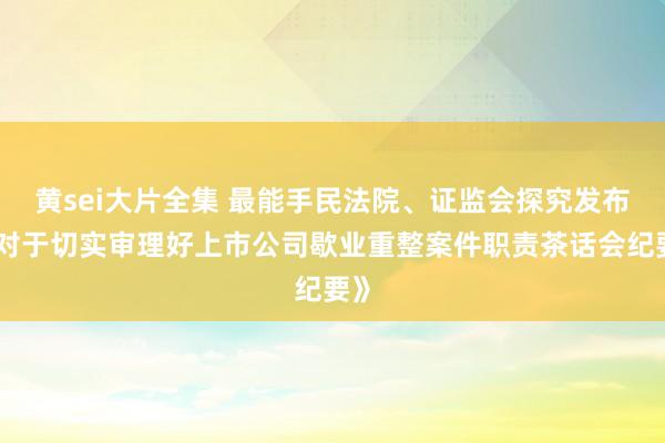 黄sei大片全集 最能手民法院、证监会探究发布《对于切实审理好上市公司歇业重整案件职责茶话会纪要》
