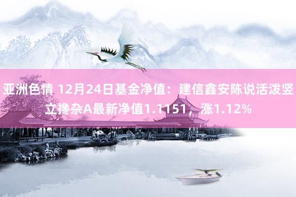 亚洲色情 12月24日基金净值：建信鑫安陈说活泼竖立搀杂A最新净值1.1151，涨1.12%