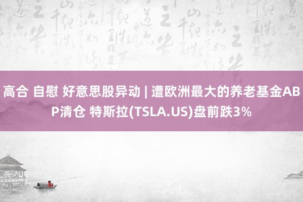 高合 自慰 好意思股异动 | 遭欧洲最大的养老基金ABP清仓 特斯拉(TSLA.US)盘前跌3%