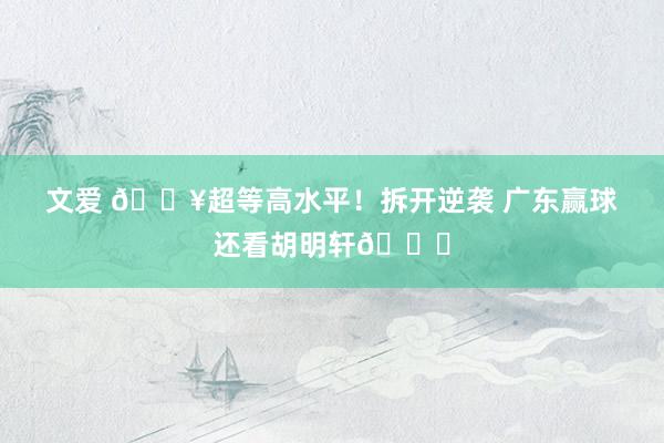 文爱 🔥超等高水平！拆开逆袭 广东赢球还看胡明轩👊