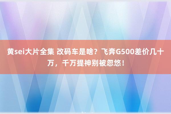 黄sei大片全集 改码车是啥？飞奔G500差价几十万，千万提神别被忽悠！