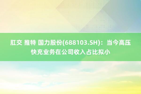 肛交 推特 国力股份(688103.SH)：当今高压快充业务在公司收入占比拟小