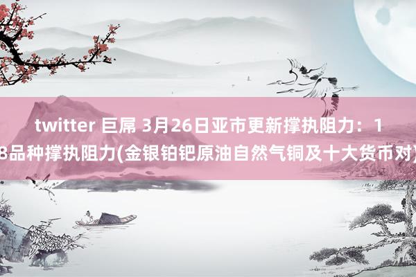 twitter 巨屌 3月26日亚市更新撑执阻力：18品种撑执阻力(金银铂钯原油自然气铜及十大货币对)