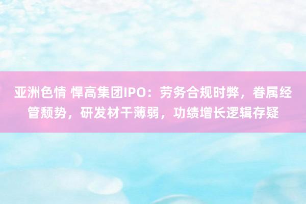 亚洲色情 悍高集团IPO：劳务合规时弊，眷属经管颓势，研发材干薄弱，功绩增长逻辑存疑