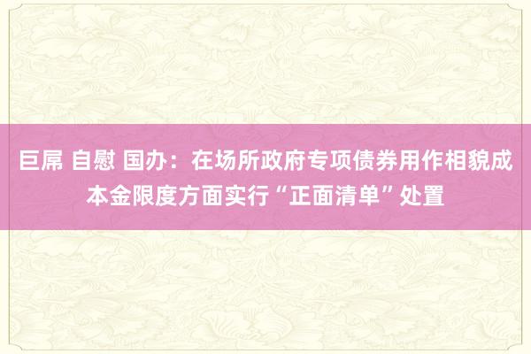 巨屌 自慰 国办：在场所政府专项债券用作相貌成本金限度方面实行“正面清单”处置
