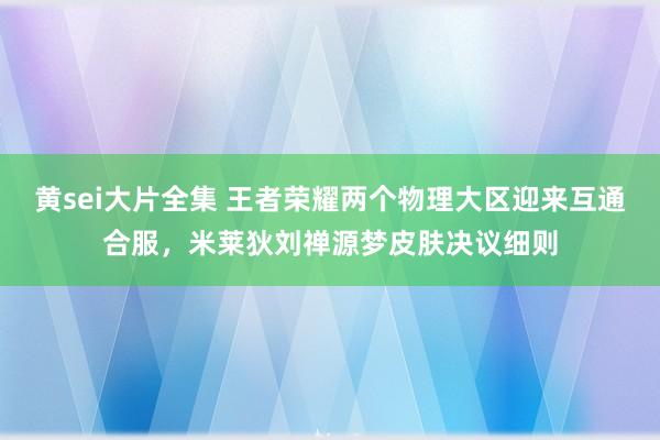 黄sei大片全集 王者荣耀两个物理大区迎来互通合服，米莱狄刘禅源梦皮肤决议细则